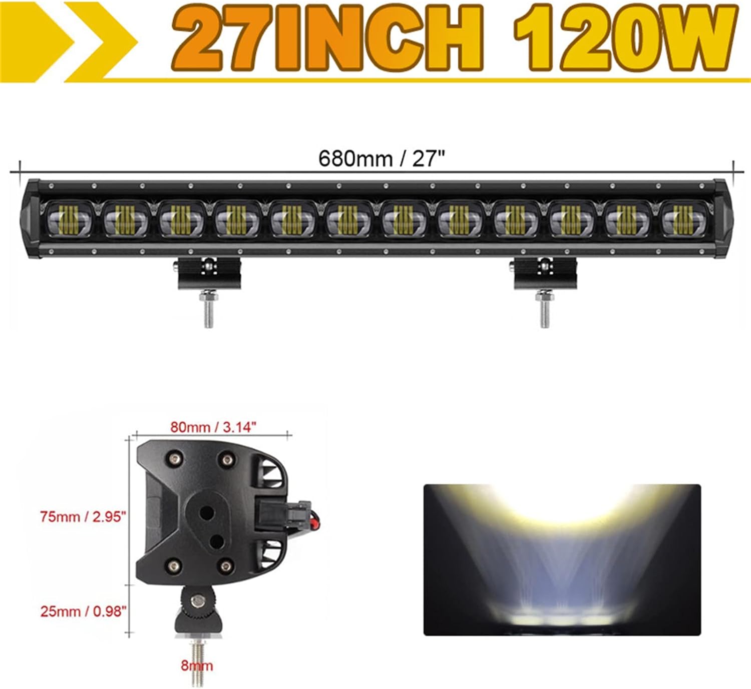 27inch 120W Single Row Light Bar