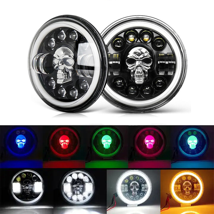 7″ RGB LED SKULL Projector Headlight